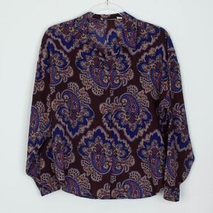 VTG Pendleton Miss Sophisticates Womens Paisley‎ Button Up Blouse Size M Brown